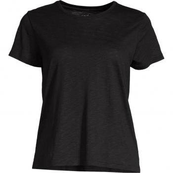 Camiseta de mujer Casall Soft Texture Tee, manga corta, color negro puro