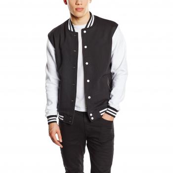 Urban Classics Men's 2-Tone College Varsity Jacket - Black/White