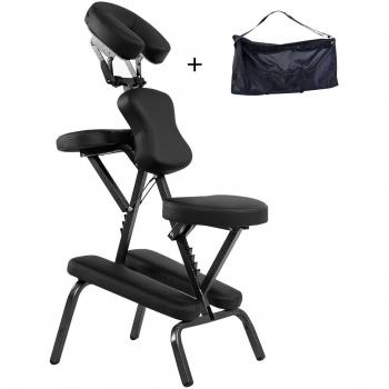 Silla de Masaje Plegable Altura Ajustable Costway para Tatuaje Estética SPA Ligera Portátil con Bolsa Transporte 46 x 54,5 x 120,5 cm Negro