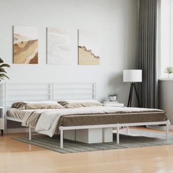 vidaXL Metal Bed Frame without Mattress with Headboard White 193x203cm