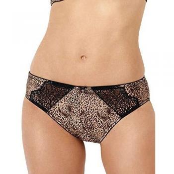Sans Complexe 60PAE74 Women's Instinctive Beige Felin Print Lace Knickers Panty Full Brief Medium