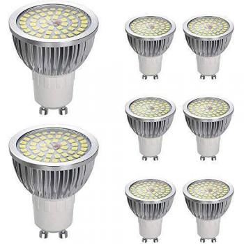 Vicloon Bombillas LED GU10, LED GU10 Lámpara 6W, 550LM, 120° Angulo de Haz, AC 85-240V, No-Regulable, 6500K Blanco GU10, Equivalente a Bombillas Halógenas de 60W, Pack de 8