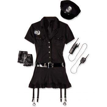 Leg Avenue- Dirty Cop Mujer, Color Negro, S/M