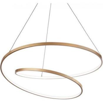 Lámpara colgante LED integrada decorativa en forma de remolino dorada, 3000K, metal y plástico