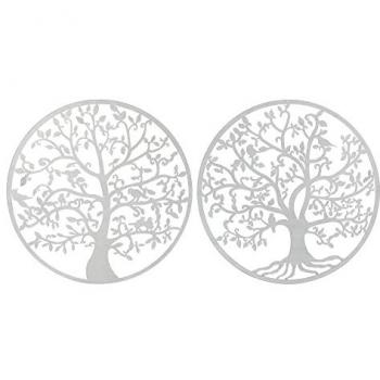 Decoración de Pared DKD Home Decor Blanco Multicolor Árbol Cottage 99 x 1 x 99 cm (2 Unidades)