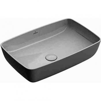 Lavabo sobre encimera rectangular Villeroy & Boch Artis 58x38 cm, color Lino Francés, sin agujero para grifo y sin desagüe
