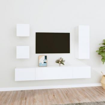 Set de muebles para TV 5 piezas madera contrachapada blanco vidaXL