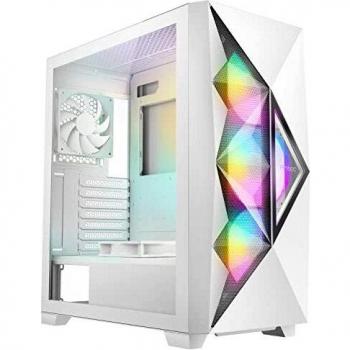 Gabinete Antec DF800 Flux Blanco - Mini Torre ATX, Micro ATX, Mini-ITX, Ventana de cristal templado, RGB, 3 Ventiladores frontales de 120 mm, 2 Ventiladores tras