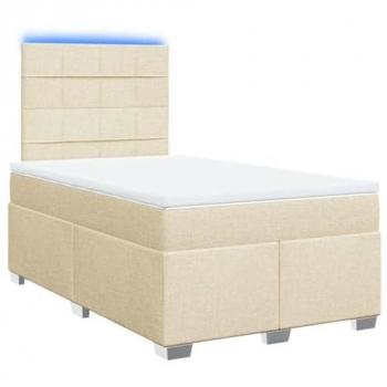 Cama Box Spring con Colchón de Tela Color Crema 120x200 cm