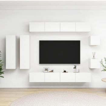 Set de muebles de salón 8 piezas madera ingeniería blanco 100 x 30 x 30 cm