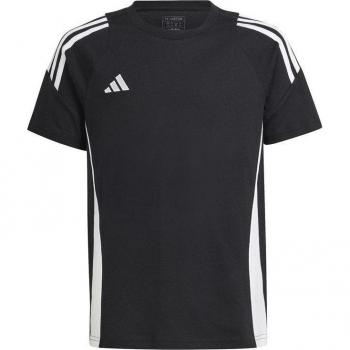 Camiseta de fútbol adidas Tiro24 infantil negra, manga corta, diseño clásico, tejido transpirable, ajuste regular