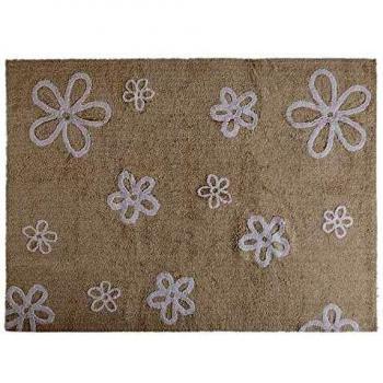 Happy Decor Kids Alfombra Lavable Flowers - Crema - 160x120 cm
