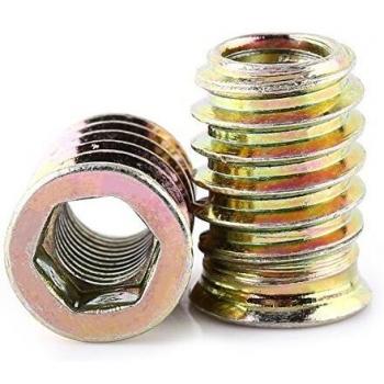 Paquete de 20 piezas M6/M8/M10 de aleación de zinc, tuercas hexagonales, insertos de madera surtidos.