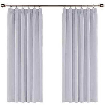 Umi. Essentials - Cortinas Salón Opacas Térmicas Aisantes para Ventanas de Dormitorio Moderno Suave y Gruesa con Dobladillo Fruncido para Barra 2 Piezas 117x138cm Blanco Gris