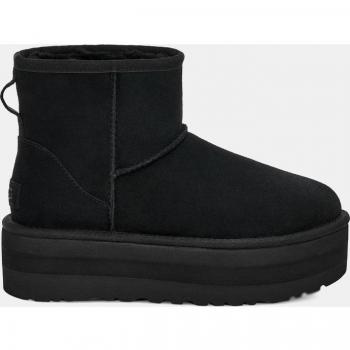 UGG® Women's Classic Mini Platform Suede Classic Boots in Black, Size 5