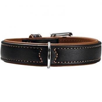 Collar para Perro Hunter Canadian de Cuero, Negro, Talla M-L (46-52 cm), Alta Calidad y Suave