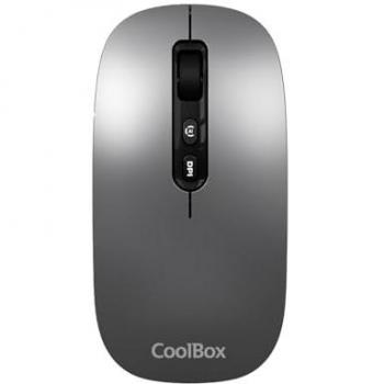 Ratón Inalámbrico CoolBox W02 Ambidextro con Bluetooth y RF, Óptico 1600 DPI, Recargable y Silencioso