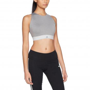 adidas Halter Sujetador Deportivo, Mujer, Gris