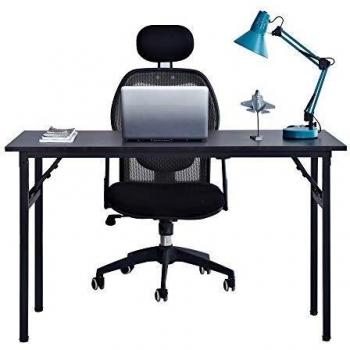 sogesfurniture Mesa Escritorio Plegable, 120x60 cm Mesa de Ordenador Escritorio de Oficina Mesa de Estudio Mesa de Comedor Plegable para Hogar Oficina, Picnic, Negro AC5B-120-SF