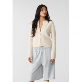Ecru Buttoned Knit Jacket XS