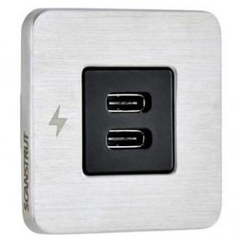 Scanstrut Double USB-C Indoor Charger with Steel Trim for RVs and Campers