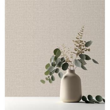 Papel Pintado Vinílico Cuadros Escoceses Efecto Textil Relieve Beige Perlado - Rollo 10 m x 0,53 m