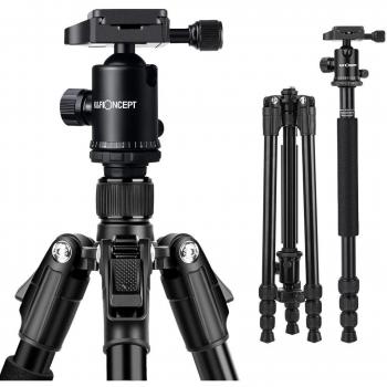 K&F Concept TM2534 Kit Trípode Flexible Cámara Reflex Extensible Unipod Monopod Aluminio con Rótula de Bola Placa Rápida Liberación Trípode Monopié para Canon Nikon Sony GoPro Cámara DSLR y DV