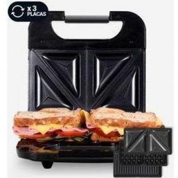 Sandwichera Universal Blue Spicy Grill Plus 5008X 3 en 1 con Placas Intercambiables de Acero Inoxidable 700W