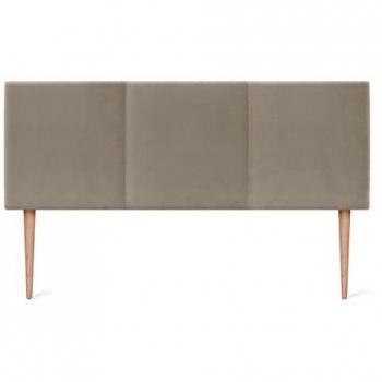 Cabecero de Terciopelo Beige Alta Gama Modular Liso con Patas de Madera 150x105cm Acolchado para Cama Lujo Dormitorio Moderno