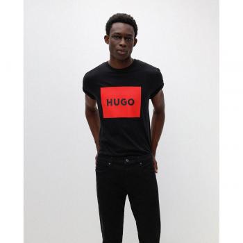 HUGO Dulive 50467952 Camiseta de Manga Corta para Hombre en Color Negro con Etiqueta con Logo de Algodón