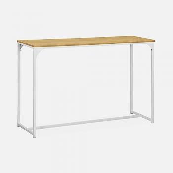 Consola de Metal Blanco Mate con Efecto Madera, 120 cm, Estilo Loft, 120x39x79 cm