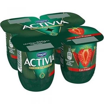 Danone Activia - Yogur Con Fresas, Pack 4 x 125 g
