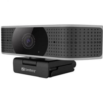 Cámara web Sandberg Pro Elite 4K UHD, 8,3 MP, resolución 3840 x 2160 píxeles, conexión USB 2.0 y USB-C, micrófono estéreo con reducción de ruido,