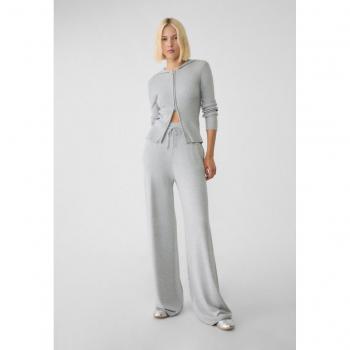 Stradivarius Women's Relaxed Fit Knit Trousers - Grey Melange Size S