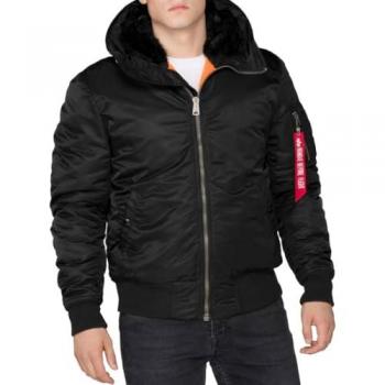 Alpha Industries MA-1 Hooded Bomber Jacket - Black - Men's Large