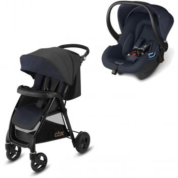 Cbx Travel System 2 en 1 - Cochecito Misu Air TS + silla para coche Shima, con cubierta para lluvia y adaptador para silla de coche, desde el nacimiento, Jeansy Blue