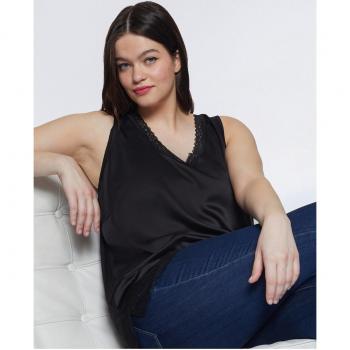 Fiorella Rubino - Top de mujer con encaje y detalles bimaterial
