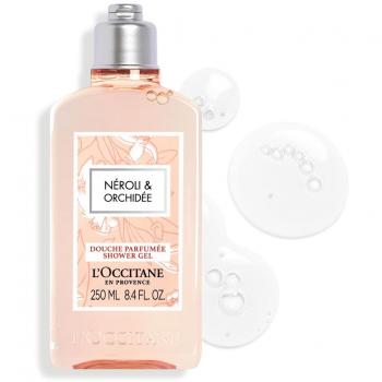 L'Occitane Neroli & Orchidee Shower Gel 250ml - Characteristics: Hydrating shower gel, infused with neroli and orchid extracts, gentle cleansing formula, suitable for all skin types, leaves skin feeling soft and fragrant, enriched with