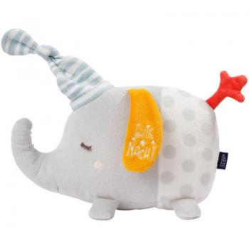 Peluche Fehn Elefante con Luz, suave, portátil, ideal para bebés, emite luz suave y melodías relajantes