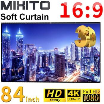 Proyector Inteligente Portátil MIXITO con Pantalla de Cortina Suave de 84-92 pulgadas y Formato 16:9 para Uso en Hogar, KTV y Oficina