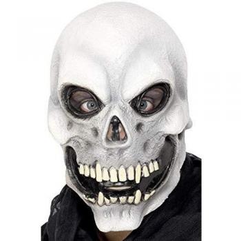 Smiffys-22148 Cráneo Careta de Calavera, para la Cabeza, látex, Color Blanco, Tamaño único