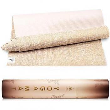 Esterilla Yoga Antideslizante - Colchoneta Gimnasia Gruesa y Plegable con Correa Yoga Mat para Deporte en Casa, Fitness, Gimnasia y Pilates - Alfombra de Goma y Mat de Yute Ecológico