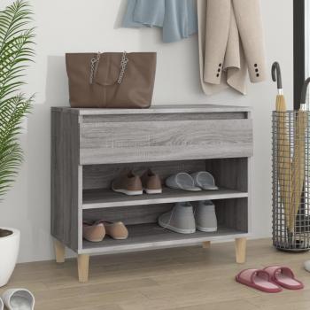 Zapatero de Madera Contrachapada VidaXL, Estantería para Zapatos en Color Roble Sonoma y Blanco Brillante, Dimensiones 70x36x60 cm