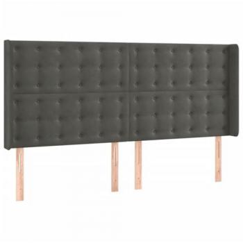 Cabecero con LED de terciopelo gris oscuro 163x16x118/128 cm