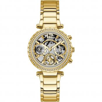 Guess - Reloj de mujer Solstice GW0403L2, acero inoxidable, correa dorada, diámetro de 37 mm
