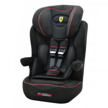 Mycarsit - Silla de coche ferrari grupo 1/2/3 de 9 a 36kg - fabricación 100% francesa - 3 estrellas test tcs - protecciónes laterales - reposa cabezas acolchados y ajustable.