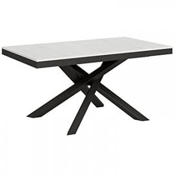 Mesa extensible Volantis Evolution 90x160/264 cm Blanco Fresno con estructura Antracita