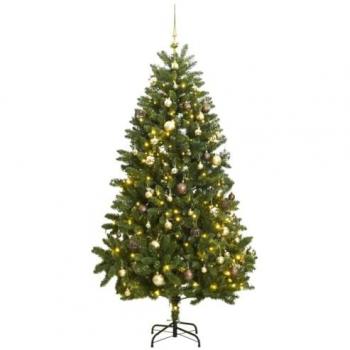 Árbol de Navidad artificial con bisagras 300 LED y bolas 270 cm
