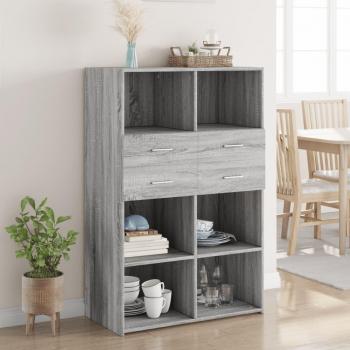 Aparador de madera de ingeniería gris Sonoma 80x42,5x124 cm, armario de almacenamiento, mueble auxiliar