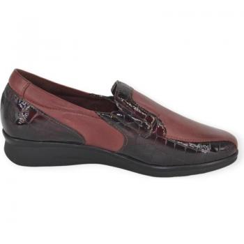 Zapato de piel burdeos Pitillos 1002 para mujer, color rojo